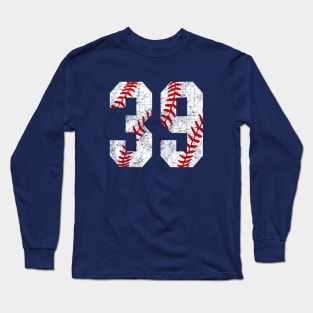 Vintage #39 Baseball Laces Baseball Mom Jersey Love Baseball Long Sleeve T-Shirt